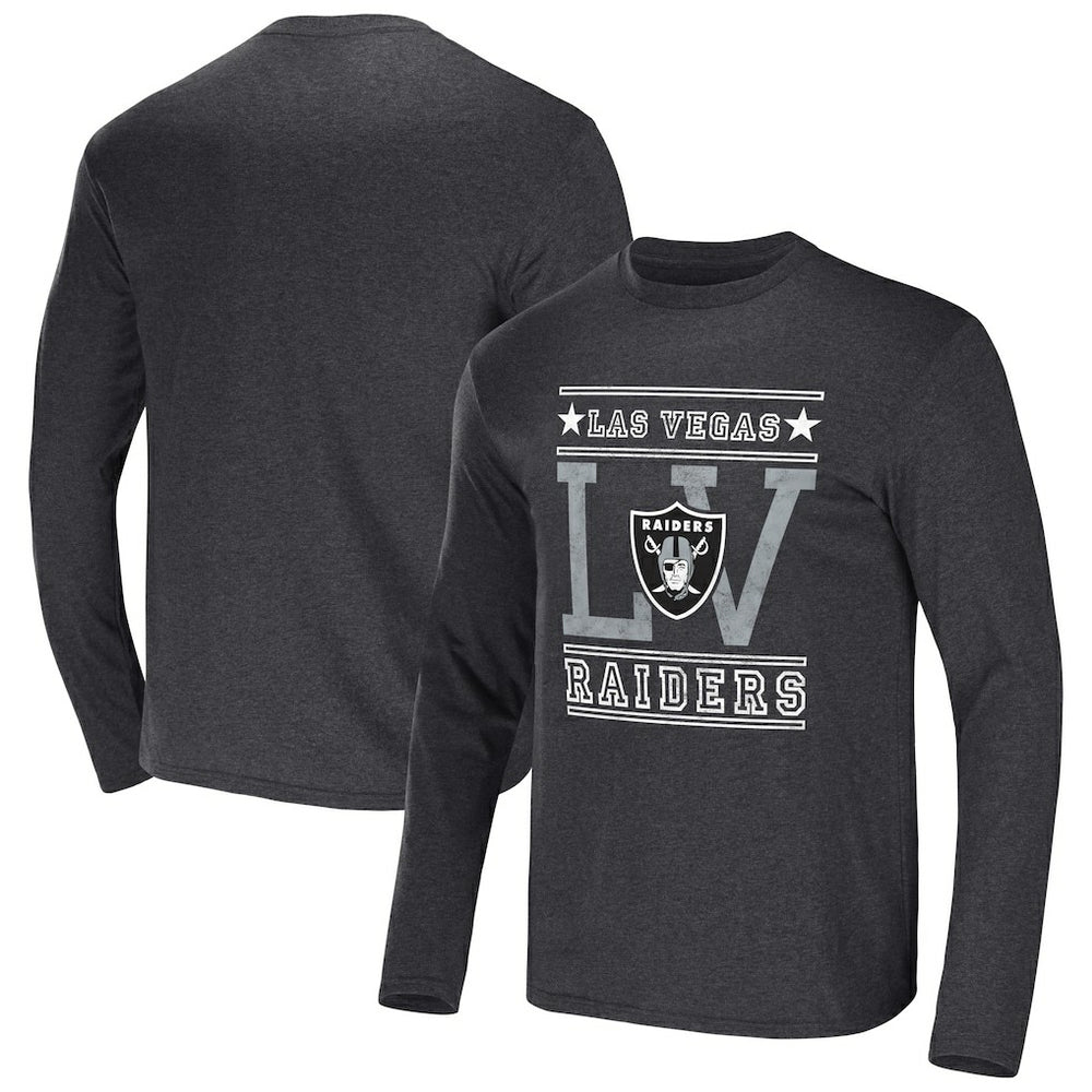 Las Vegas Raiders NFL x Darius Rucker Collection Long Sleeve T-Shirt - Heathered Charcoal T-shirts