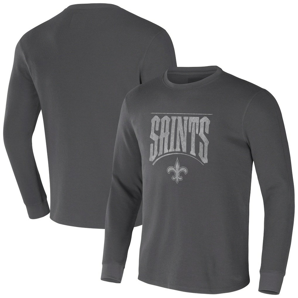 New Orleans Saints NFL x Darius Rucker Collection Long Sleeve Thermal T-Shirt - Charcoal T-shirts