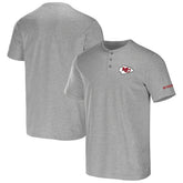 Kansas City Chiefs NFL x Darius Rucker Collection Henley T-Shirt - Heather Gray T-shirts