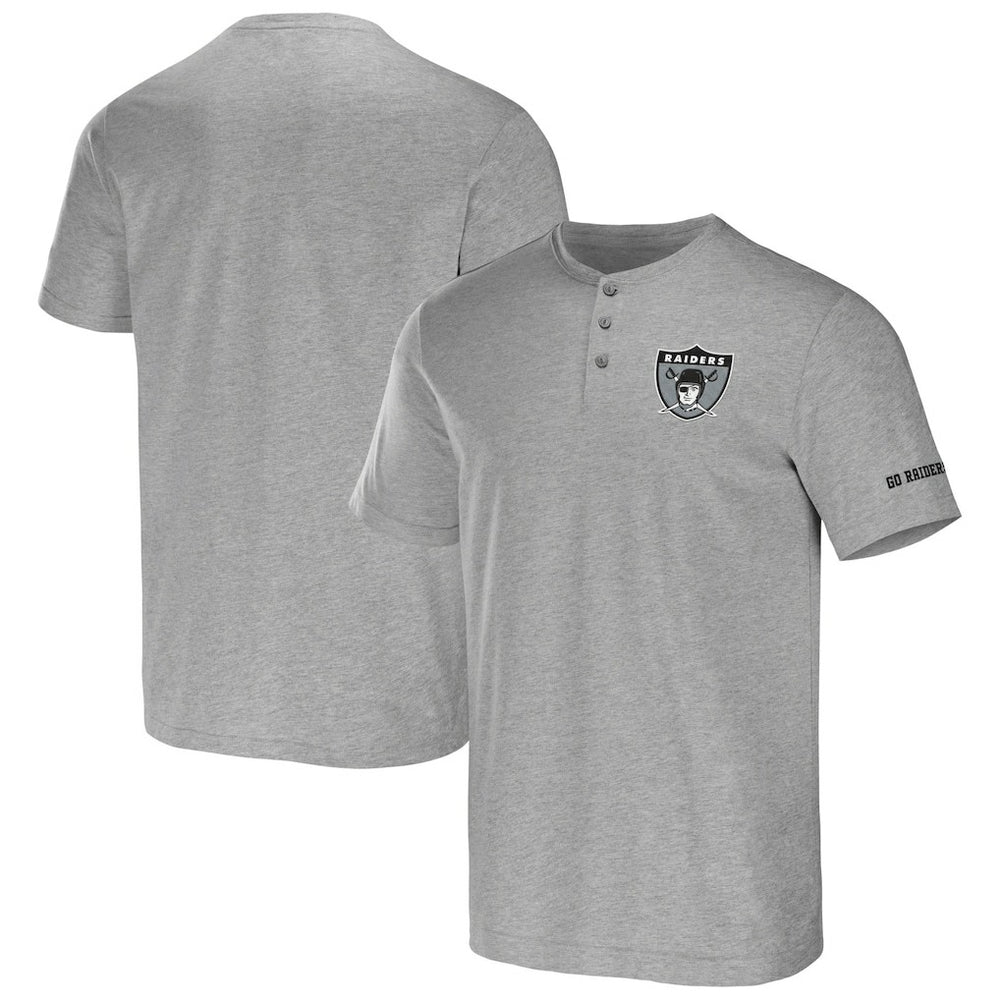 Las Vegas Raiders NFL x Darius Rucker Collection Henley T-Shirt - Heather Gray T-shirts