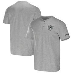 Las Vegas Raiders NFL x Darius Rucker Collection Henley T-Shirt - Heather Gray T-shirts