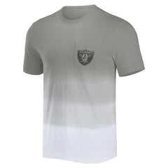 Las Vegas Raiders NFL x Darius Rucker Collection Dip Dye Pocket T-Shirt - Silver/White T-shirts