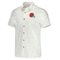 Cleveland Browns NFL x Darius Rucker Collection Woven Button-Up T-Shirt - White T-shirts