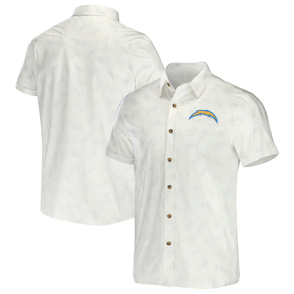 Los Angeles Chargers NFL x Darius Rucker Collection Woven Button-Up T-Shirt - White T-shirts