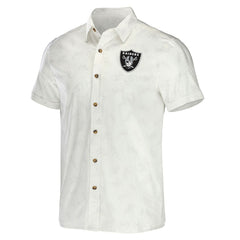 Las Vegas Raiders NFL x Darius Rucker Collection Woven Button-Up T-Shirt - White T-shirts