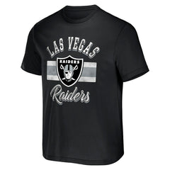 Las Vegas Raiders NFL x Darius Rucker Collection Stripe T-Shirt - Black T-shirts