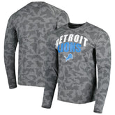 Detroit Lions MSX by Michael Strahan Performance Camo Long Sleeve T-Shirt - Black T-shirts