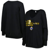 Los Angeles Rams Cuce Women's Sequin Logo V-Neck Pullover Sweatshirt - Black Pullover