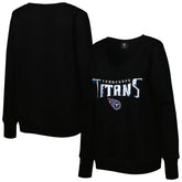 Tennessee Titans Cuce Women's Sequin Logo V-Neck Pullover Sweatshirt - Black Pullover