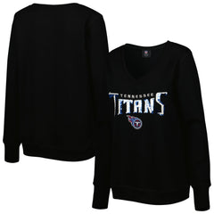 Tennessee Titans Cuce Women's Sequin Logo V-Neck Pullover Sweatshirt - Black Pullover