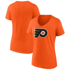 Philadelphia Flyers Fanatics Women's Primary Logo Team V-Neck T-Shirt - Orange | US 4895310