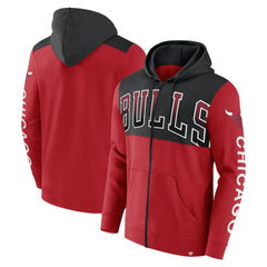 Chicago Bulls Skyhook Colorblock Full-Zip Hoodie Red/Black - Fanatics