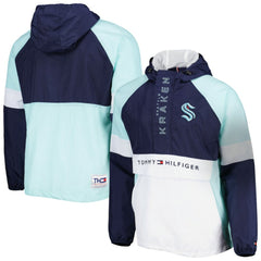 Seattle Kraken Tommy Hilfiger Raglan Half-Zip Jacket - Deep Sea Blue/White | US 4897615
