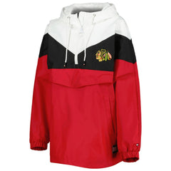 Chicago Blackhawks Tommy Hilfiger Women's Staci Half-Zip Windbreaker Jacket - Black/Red | US 4897621