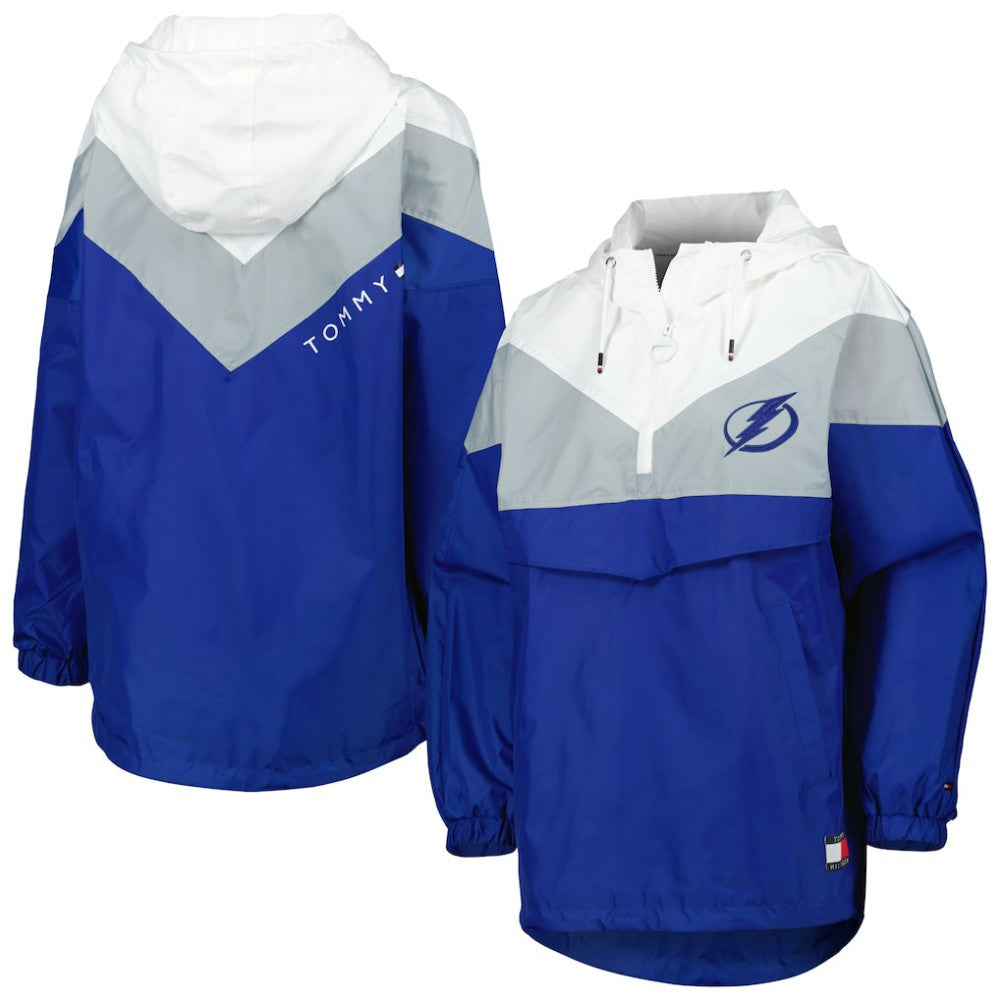 Tampa Bay Lightning Tommy Hilfiger Women's Staci Half-Zip Windbreaker Jacket - Blue/Silver | US 4897629