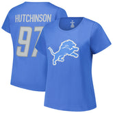 Aidan Hutchinson Detroit Lions Women's Plus Size Fair Catch Name & Number Scoop Neck T-Shirt - Blue T-shirts