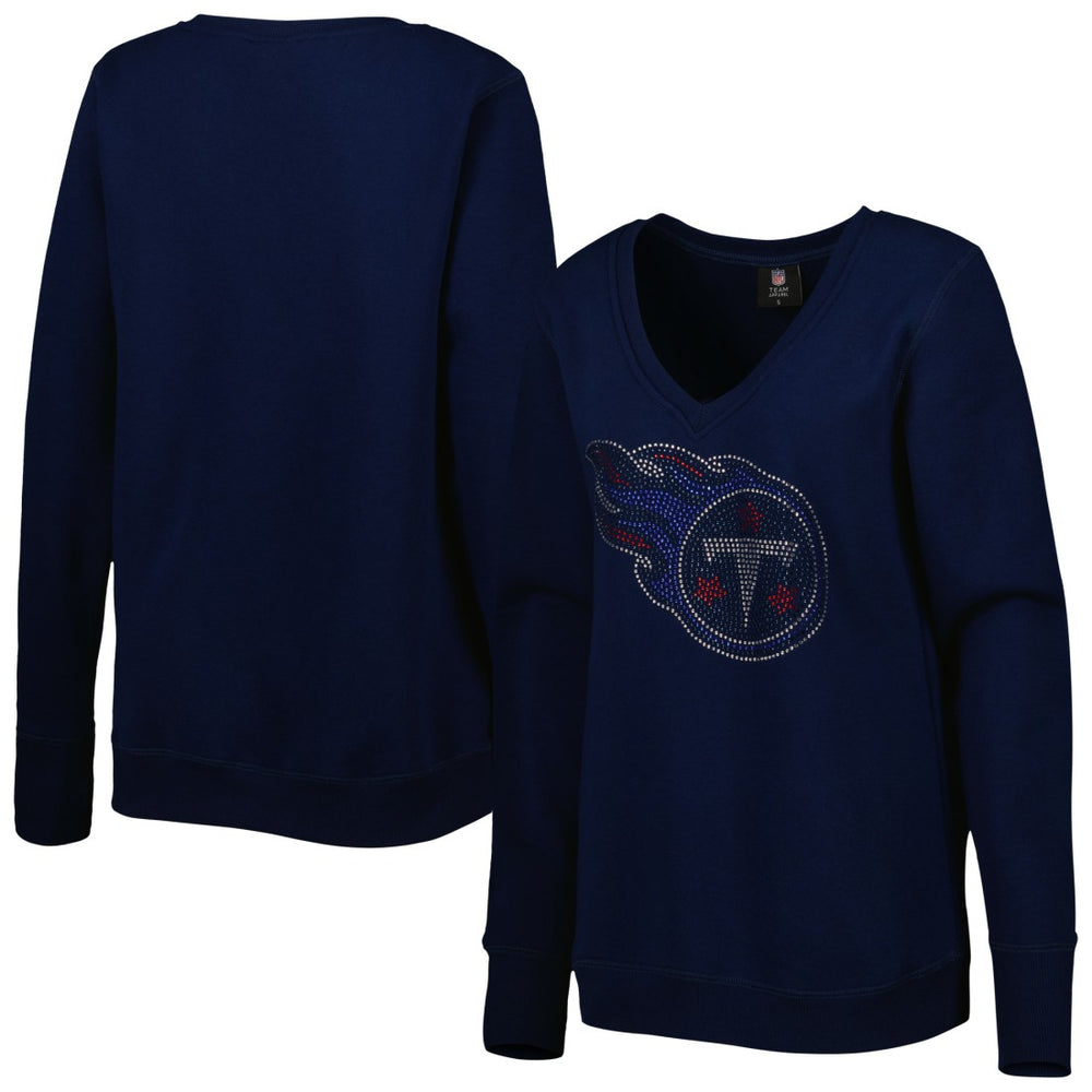 Tennessee Titans Cuce Women's Deep V-Neck Pullover Sweatshirt - Navy Pullover