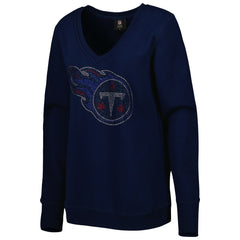 Tennessee Titans Cuce Women's Deep V-Neck Pullover Sweatshirt - Navy Pullover