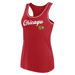 Chicago Blackhawks Fanatics Women's Wordmark Logo Racerback Scoop Neck Tank Top - Red | US 4905398