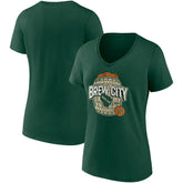Milwaukee Bucks Women's Hometown Collection Brew City V-Neck T-Shirt Hunter Green - Fanatics outlet