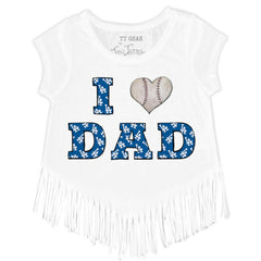 Los Angeles Dodgers Tiny Turnip Youth I Love Dad Fringe T-Shirt - White T-shirts