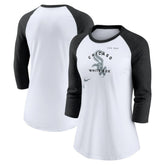 Chicago White Sox Nike Women's Next Up Tri-Blend Raglan 3/4-Sleeve T-Shirt - White/Black T-shirts