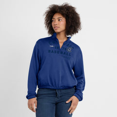Chicago Cubs Nike Women's Rewind Splice Half-Zip Semi-Cropped Bubble Hem Sweatshirt - Royal Sweatshirts