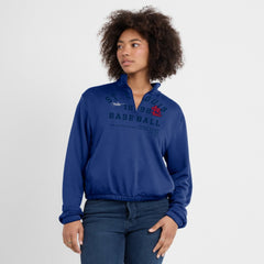 St. Louis Cardinals Nike Women's Rewind Splice Half-Zip Semi-Cropped Bubble Hem Sweatshirt - Royal Sweatshirts