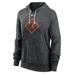 Baltimore Orioles Nike Women's Diamond Icon Gym Vintage Lightweight Hooded Top - Black Tops