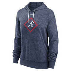 Atlanta Braves Nike Women's Diamond Icon Gym Vintage Lightweight Hooded Top - Navy Tops