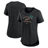 Arizona Diamondbacks Nike Women's Rewind Arch Mix Tri-Blend T-Shirt - Heather Black T-shirts