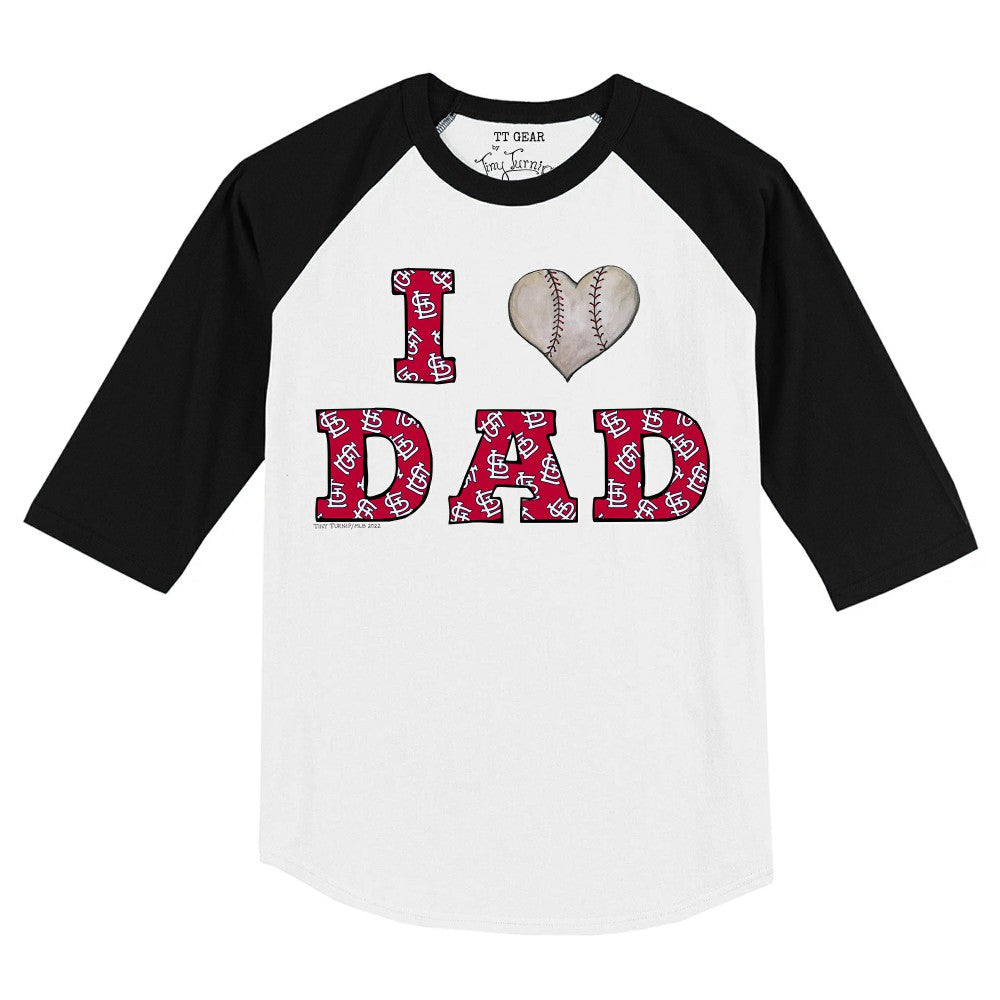 St. Louis Cardinals Tiny Turnip Youth I Love Dad 3/4-Sleeve Raglan T-Shirt - White/Black T-shirts