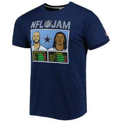 CeeDee Lamb & Dak Prescott Dallas Cowboys Homage Unisex NFL Jam Tri-Blend T-Shirt - Heathered Navy T-shirts