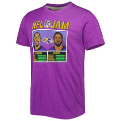 Ray Lewis & Ed Reed Baltimore Ravens Homage Unisex NFL Jam Retired Tri-Blend T-Shirt - Heather Purple T-shirts