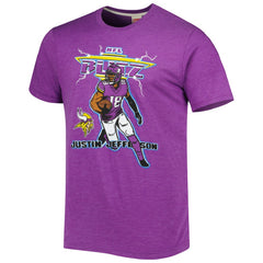 Justin Jefferson Minnesota Vikings Homage Unisex NFL Blitz Player Tri-Blend T-Shirt - Heathered Heather Purple T-shirts