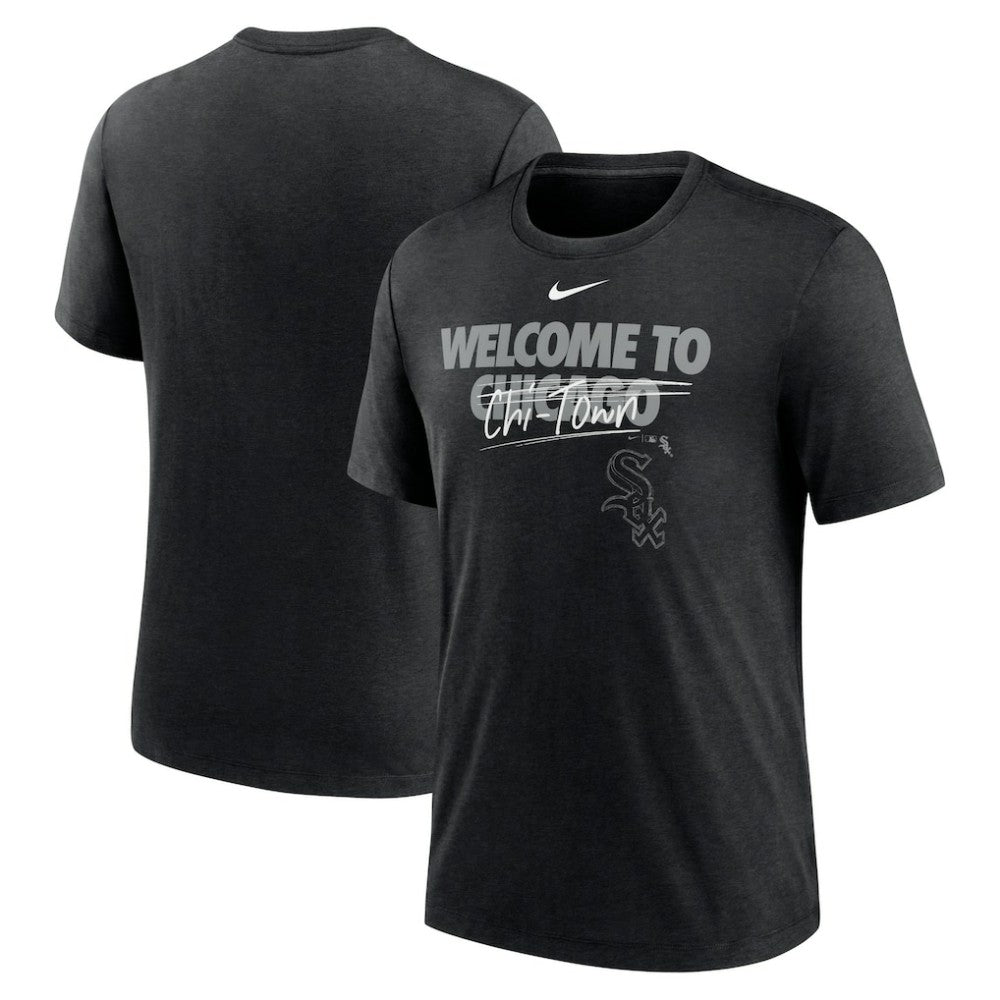 Chicago White Sox Nike Home Spin Tri-Blend T-Shirt - Heather Black T-shirts