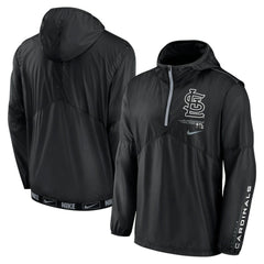 St. Louis Cardinals Nike Authentic Night Game Performance Half-Zip Windbreaker - Black Windbreaker
