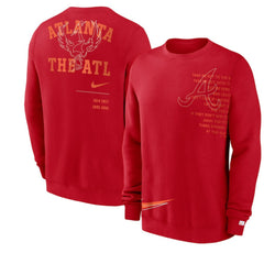 Atlanta Braves Nike Statement Ball Game Fleece Pullover Sweatshirt - Red Pullover