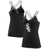 Chicago White Sox Fanatics Women's Barrel It Up Cross Back V-Neck Tank Top - Black Tanks