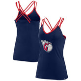 Cleveland Guardians Fanatics Women's Barrel It Up Cross Back V-Neck Tank Top - Navy Tanks