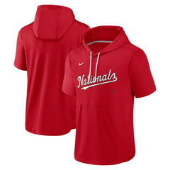 Washington Nationals Nike Springer Short Sleeve Team Pullover Hoodie - Red Hoodies