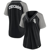 Chicago White Sox Fanatics Women's Ultimate Style Raglan V-Neck T-Shirt - Black T-shirts