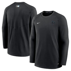 Miami Marlins Nike Authentic Collection Logo Performance Long Sleeve T-Shirt - Black T-shirts