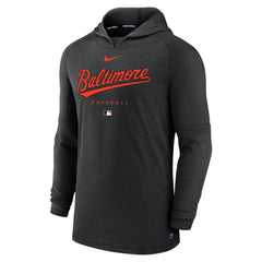 Baltimore Orioles Nike Authentic Collection Lightweight Dri-FIT Hooded Pullover - Heather Black Pullover