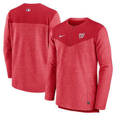 Washington Nationals Nike Authentic Collection Game Time Performance Half-Zip Top - Red Tops