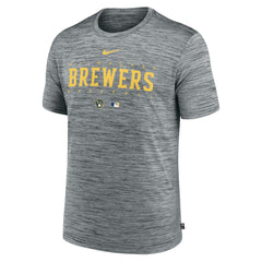 Milwaukee Brewers Nike Authentic Collection Velocity Performance Practice T-Shirt - Heather Gray T-shirts