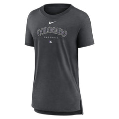 Colorado Rockies Nike Women's Authentic Collection Early Work Tri-Blend T-Shirt - Heather Charcoal T-shirts