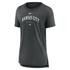 Kansas City Royals Nike Women's Authentic Collection Early Work Tri-Blend T-Shirt - Heather Charcoal T-shirts