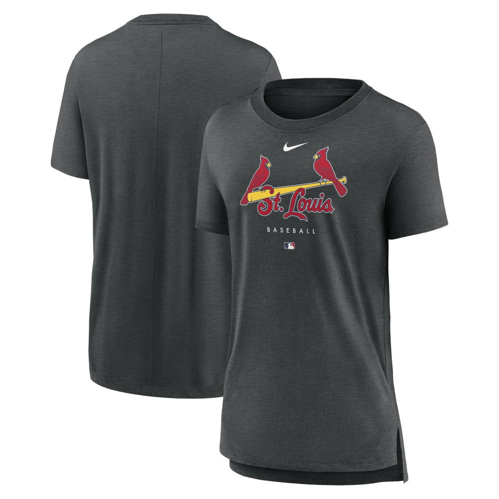 St. Louis Cardinals Nike Women's Authentic Collection Early Work Tri-Blend T-Shirt - Heather Charcoal T-shirts
