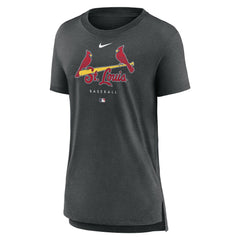 St. Louis Cardinals Nike Women's Authentic Collection Early Work Tri-Blend T-Shirt - Heather Charcoal T-shirts